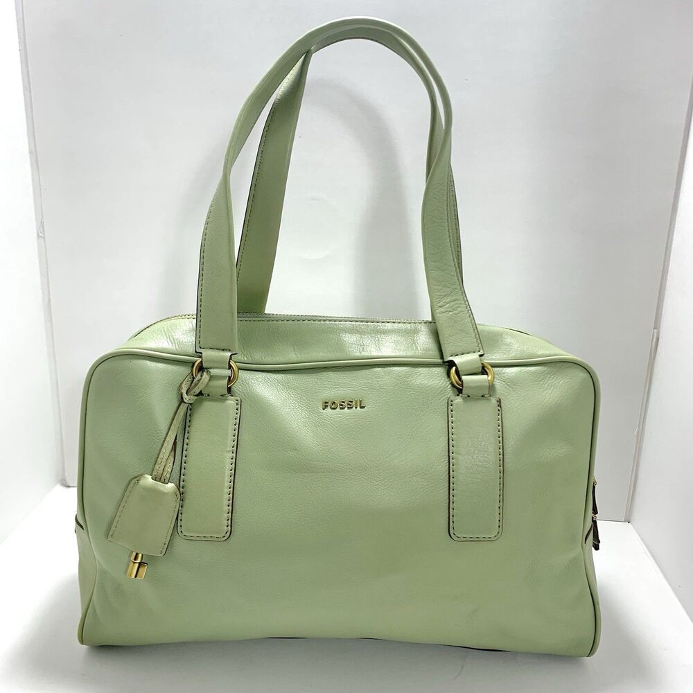 FOSSIL Leather Memoir Biography Satchel Purse Handbag -NICE